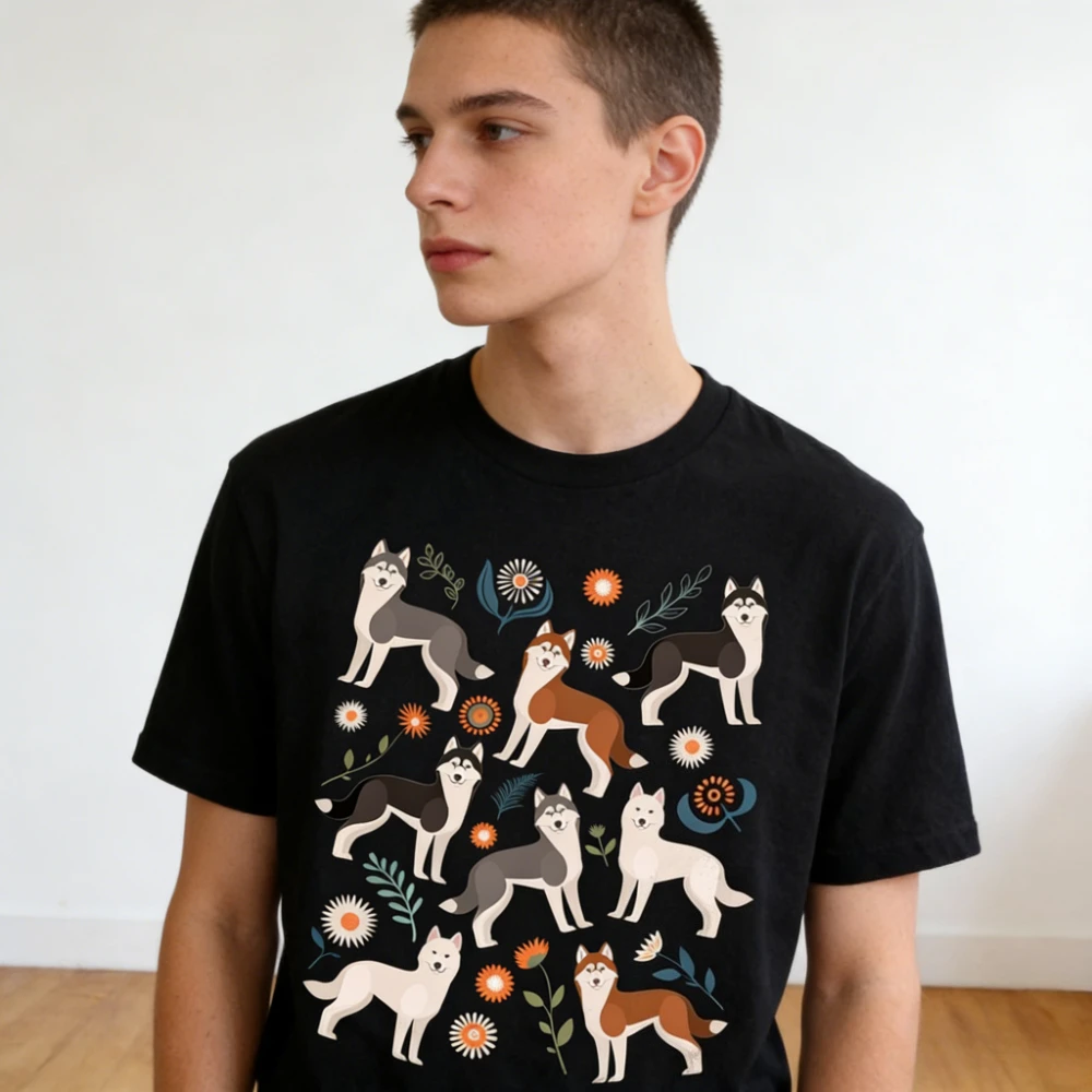 Camisa Husky para hombre y mujer, camiseta de regalo para amantes de los perros, camiseta bonita para amantes de los perros, camisetas para hombre peludas de Husky rojo, negro, blanco y gris