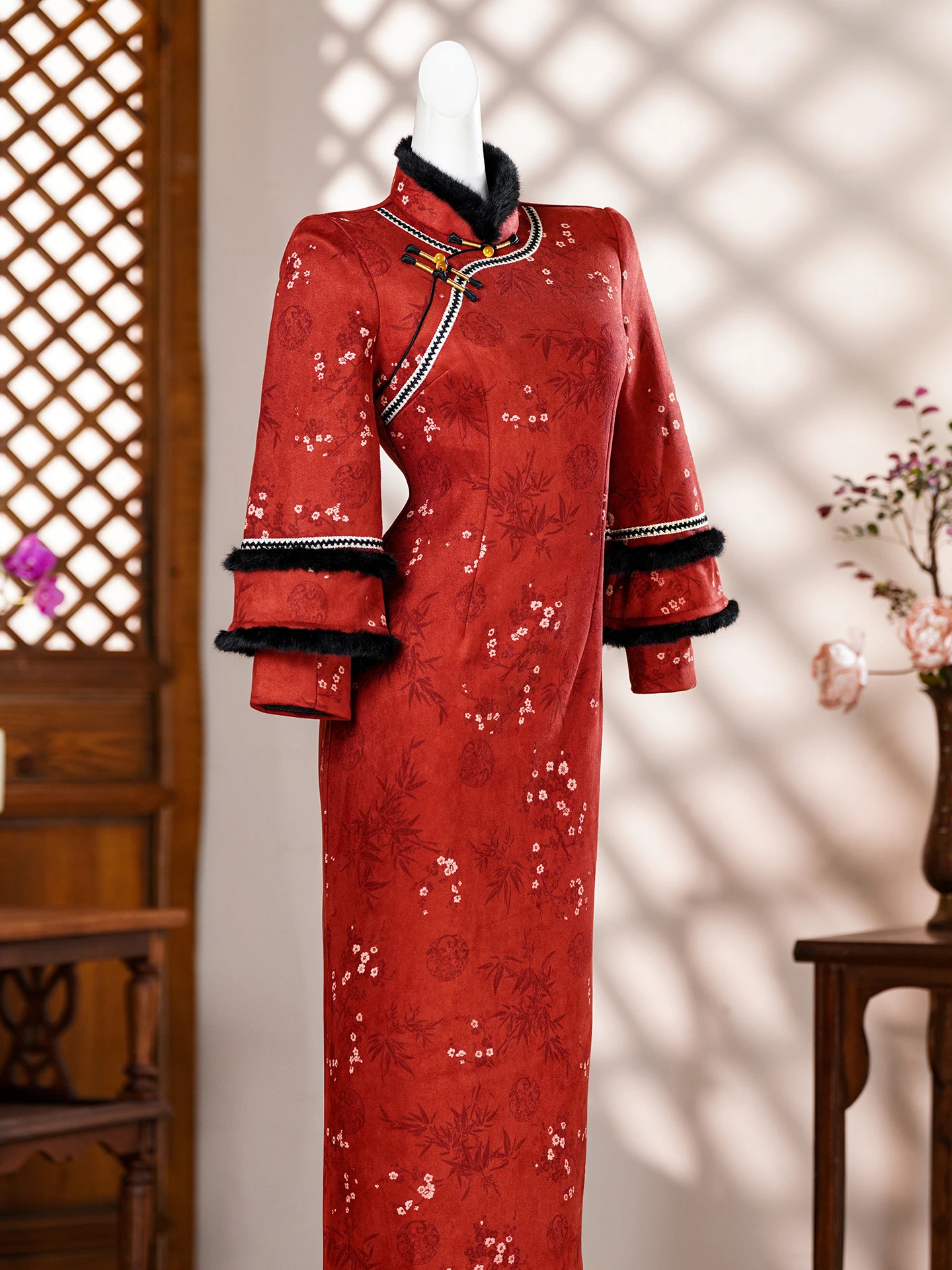 

Red New Chinese Sle Engagement Winter Fce Lined Thi Beautiful 2025 New Girl Retro Daily Wear
