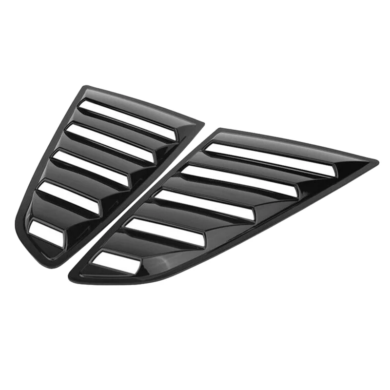 Gloss Black Finish Rear Side Vent Quarter Window Louver Shutter Cover Trim for Ford Mustang