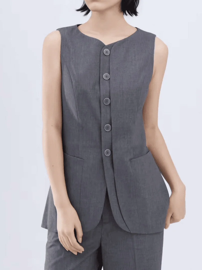 سترة نسائية أنيقة بدون أكمام للربيع والخريف، تصميم جديد أنيق، قماش متنفس من ألياف البوليستر، ملابس كاجوال