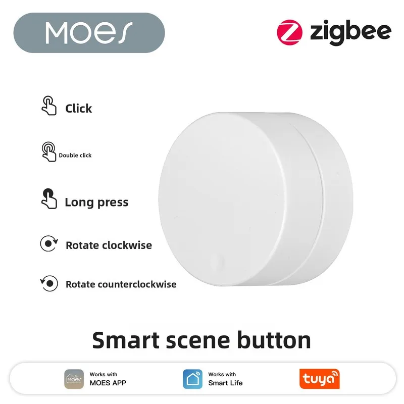 MOES Zigbee Scene Knob Tuya App Wireless Remote DIY Dimmer Button Automation