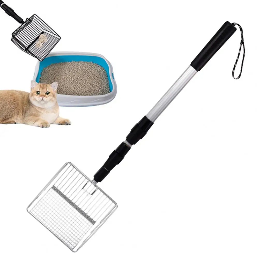 

Wide Slot Pet Scooper Extendable Metal Cat Litter Scoop with Shovel Holder Durable Pet Pooper Scooper for Fast Sifting Litter