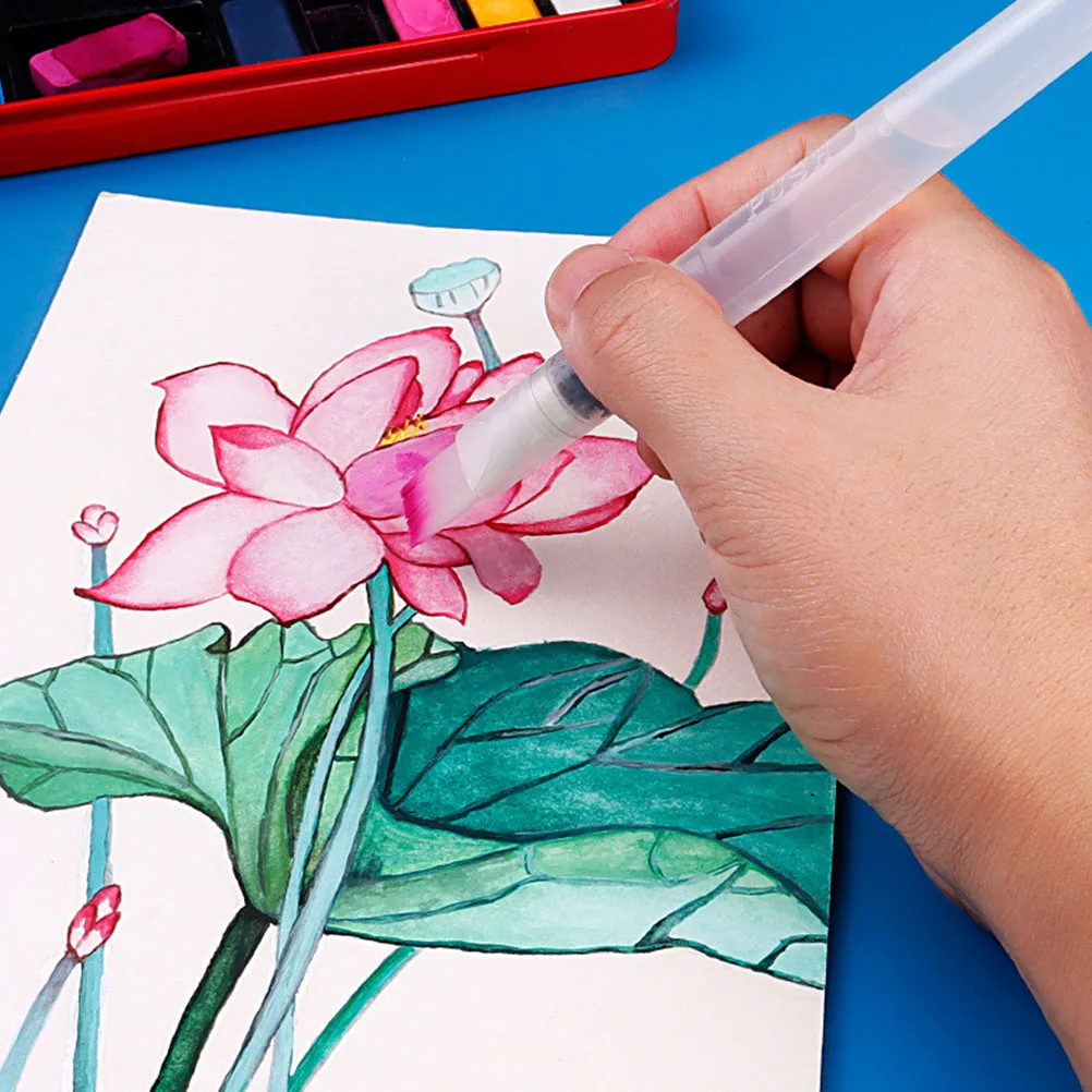 

6Pcs Water Injection Paintbrush Portable Transparent Water Storage Brush for Kids Adults Watercolor Oil Painting Drawing Tools