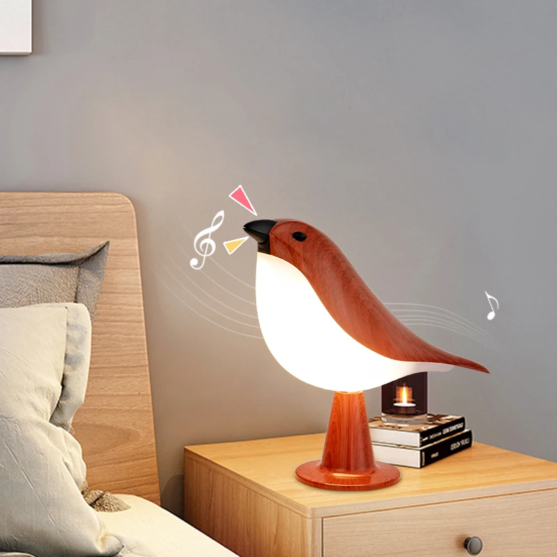 LED Magpie Night Light with Sound Touch Switch Rechargeable Bedroom Bedside Lamp Dimmable Car Ambiance Aroma Carrying Lamp