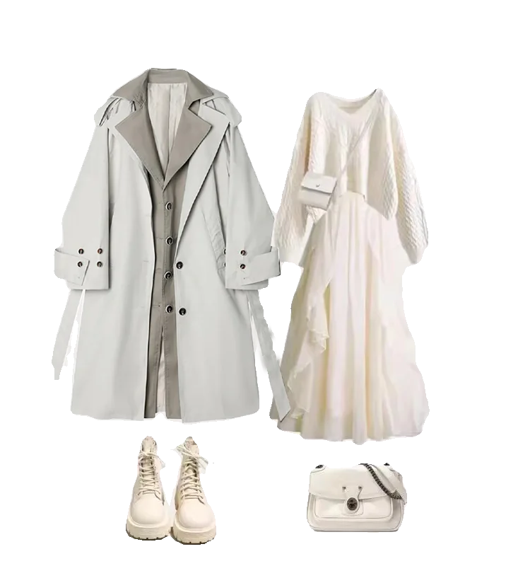 Tenue d'automne et d'hiver pour femmes, ensemble t-shirt inspiré du drame coréen, manteau Long, pull amincissant, Midi Dr V-Ne Svel