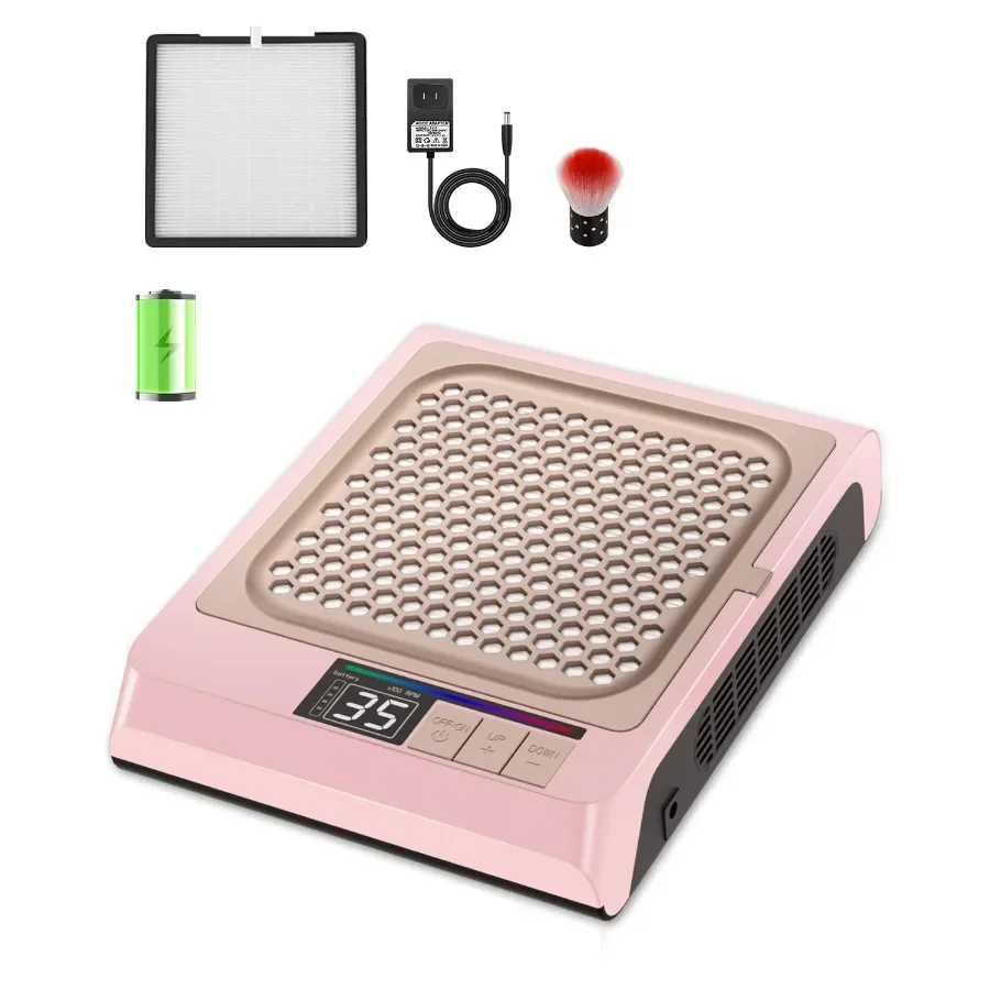 

Professional Nail Dust Collector 80W Rechargeable Nail Vacuum fan Dust Collector Adjustable Powerful Suction and Low Noise with