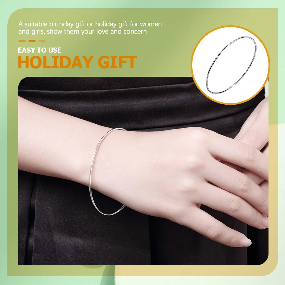 

6pcs Thai Silver Bracelet Women Jewelry Silver Simple Wrist Bangles Minimalist Thin Lady Bangles For Daily Wear Party Costume