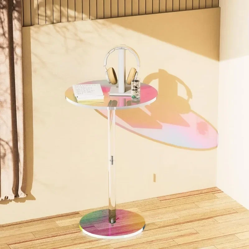 

Creative Acrylic Sofa Side Table Modern Transparent Colorful Round Dining Table Living Room Furniture Plastic Coffee Table