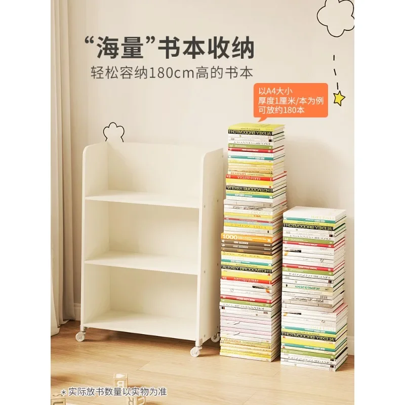 SOFS Bookshelf Kids Floor Storage Shelf Removable Home Library Cart Bookcase Picture Book Storage Rack