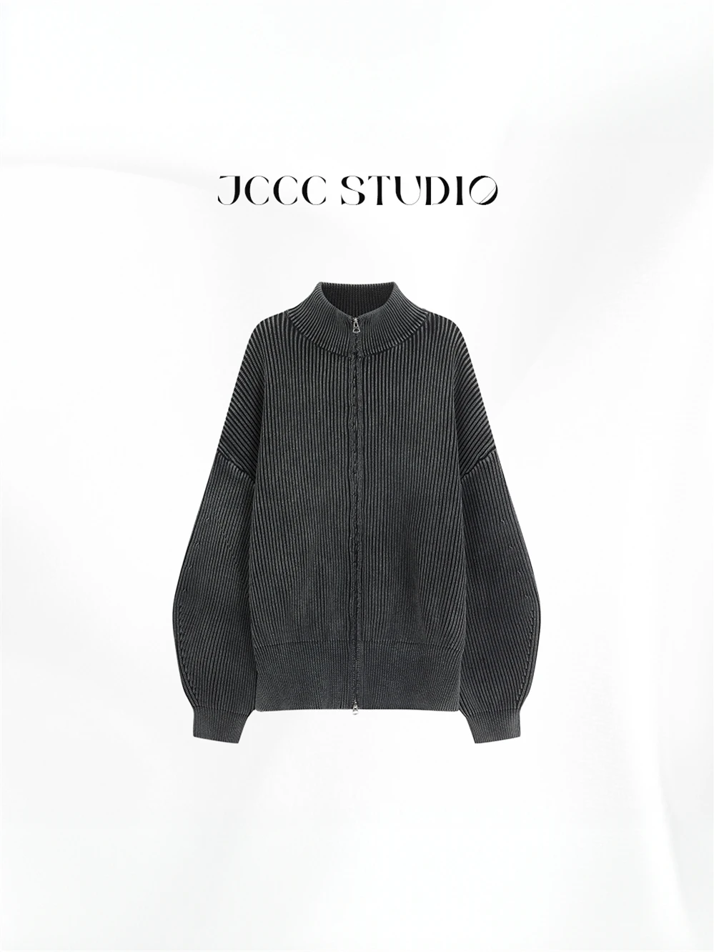 

JCCC adow Deep Ro Loose Fit Slimming 00% Cotton Vertical Rib Knitted Open Cardigan Sweater Deep ey Simple Sle
