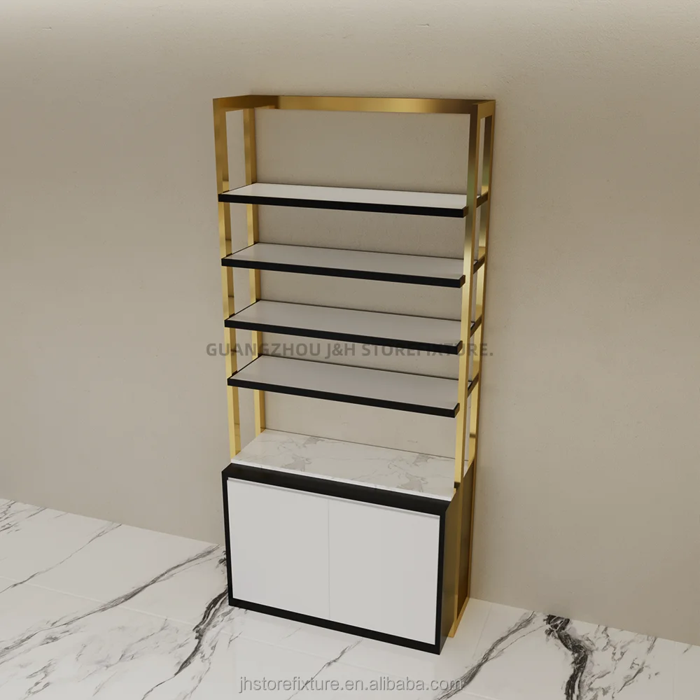 

Custom.Custom Retail Wall Make up Shelving Racks Cosmetics Beauty Product Display Stainless Steel Free Standing Display Wall Ra