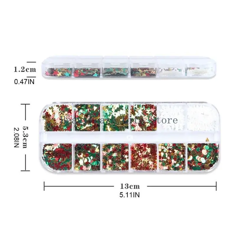 652c 12 Gitter Weihnachten Schneeflockennagel -Glitzer -Pailletten Exquisit für persönlichen Nagel