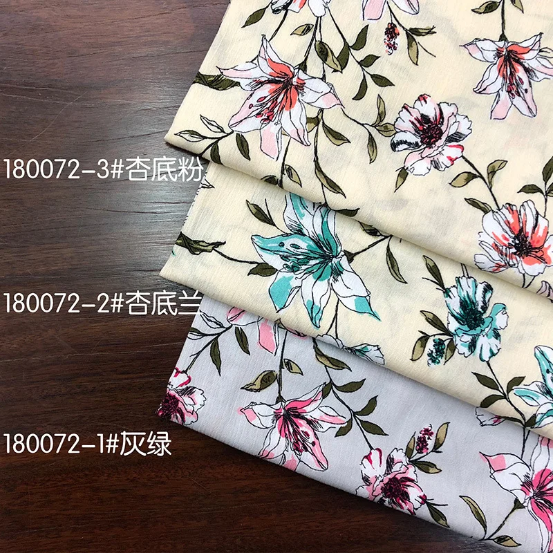 Soft Floral Printed Pattern Viscose Fabric Rayon Cotton Fabric For Sewing Spring Summer Dress Design Cloth By the Meter