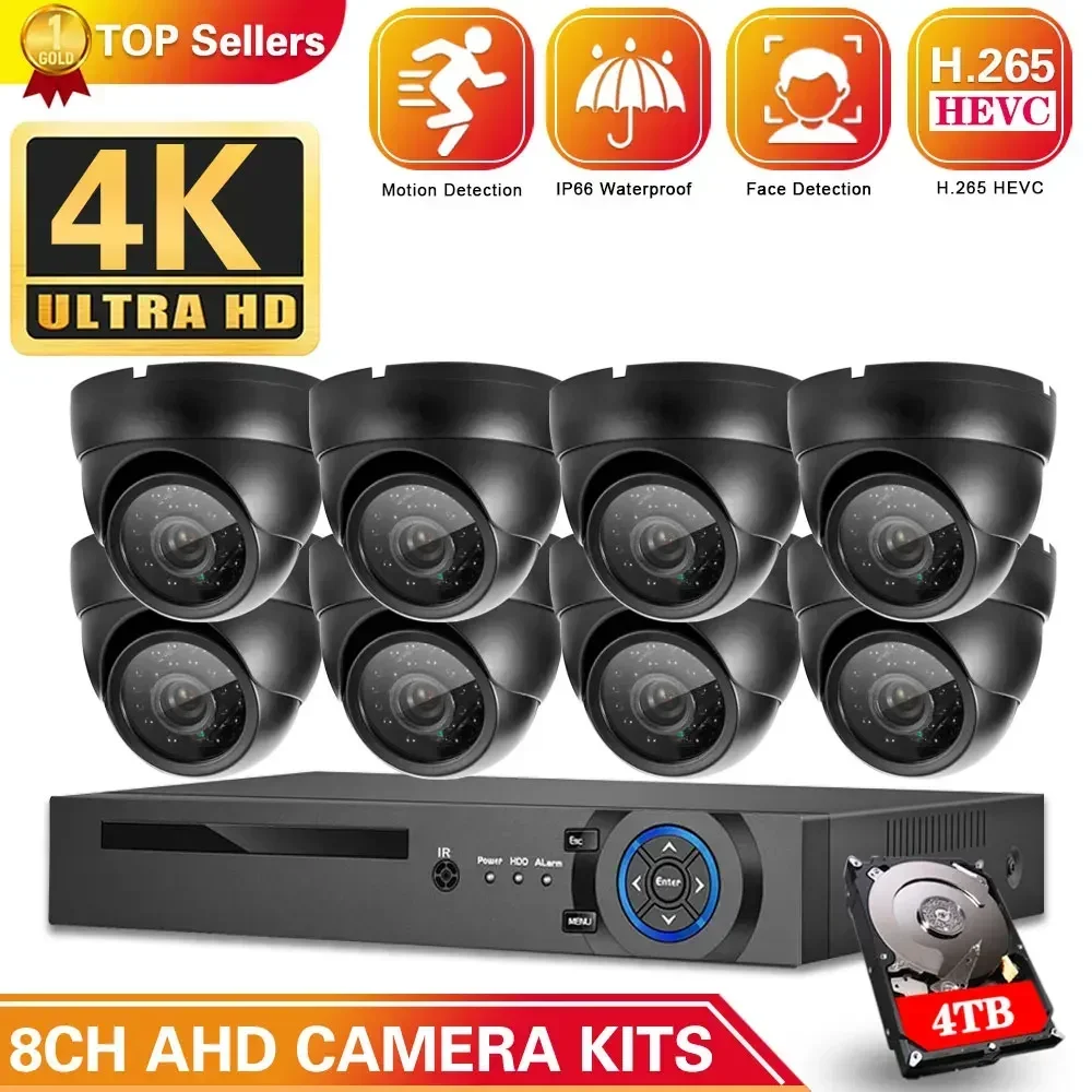 

H.265 8-канальный AHD DVR Система видеонаблюдения 4K HD AHD DVR 8,0 МП ИК-камера наружной безопасности Waterpfoof Комплект видеонаблюдения Пульт дистанционного управления для мобильного телефона