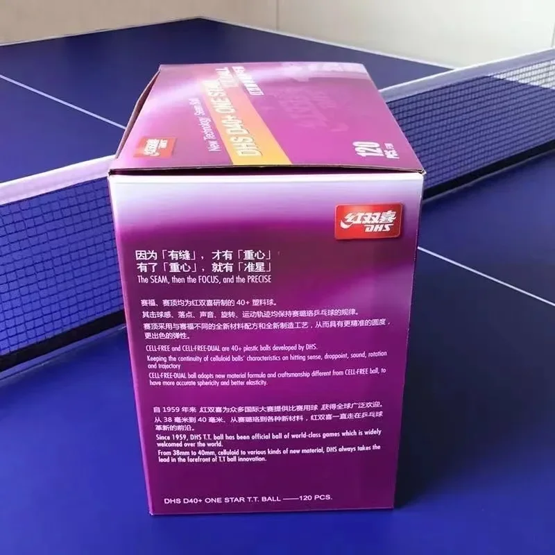 DHS-Table Tennis Ball for Table Tennis Training, ABS Seamed Poly Plastic Ping Pong Balls, D40 +, 120 Balls, 1 Star