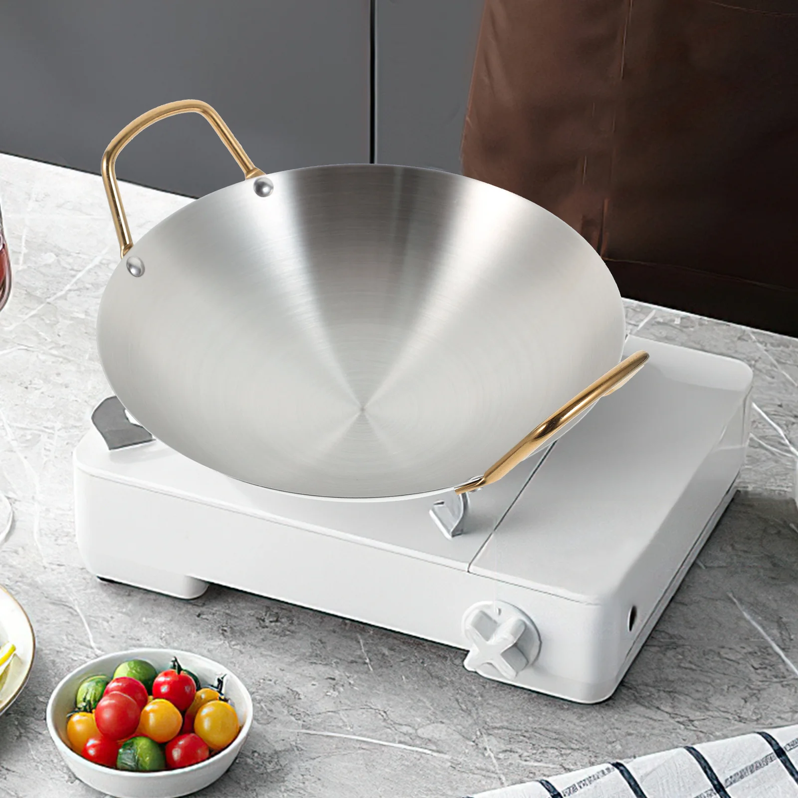 

Бытовая кастрюля из нержавеющей стали с двойной ручкой и антипригарным покрытием, кухонная кастрюля, горячая кастрюля для семейного ресторана