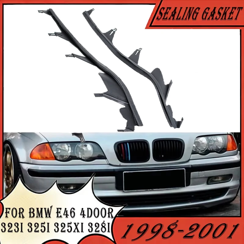 Front Upper Headlight Cover Strips Headlight Sealing Gasket For BMW E46 4Door 323i 325i 325Xi 328i 1998-2001 Car Accessories