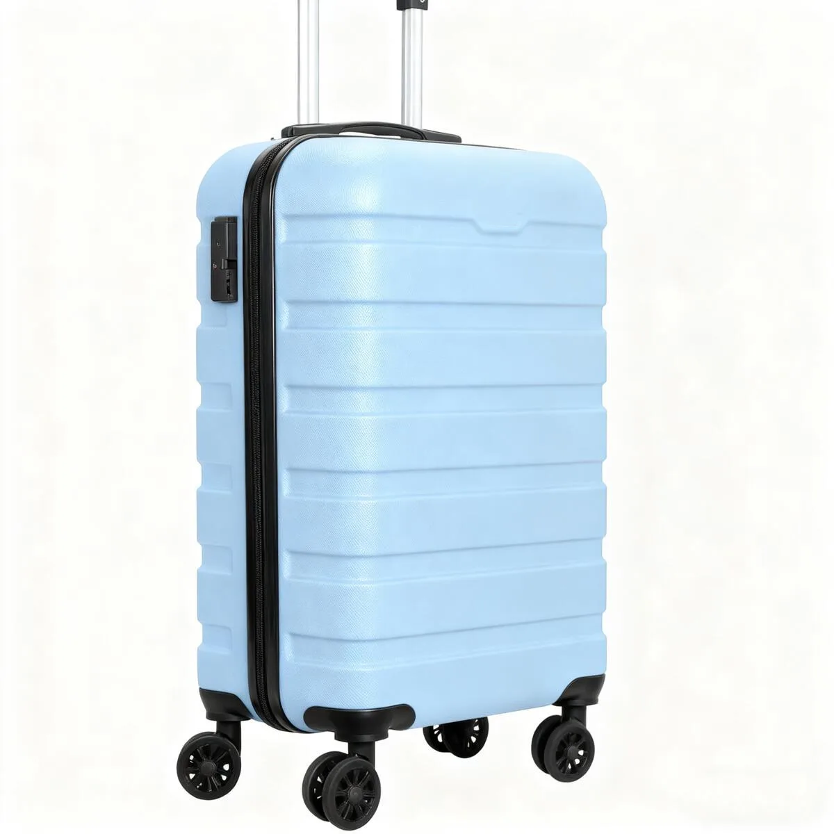 حقيبة سفر نسائية ذات هيكل صلب باللون الأزرق الفاتح مع عجلات دوارة - حقيبة سفر خفيفة الوزن #5