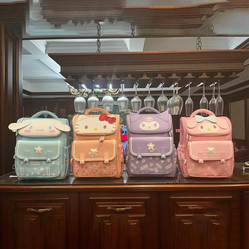 

Hello Kitty Sanrio Anime Melody Kids Schoolbag Cinnamoroll Kuromi Large Capacity Backpack Cute Shoulder Bag Cartoon Student Gift
