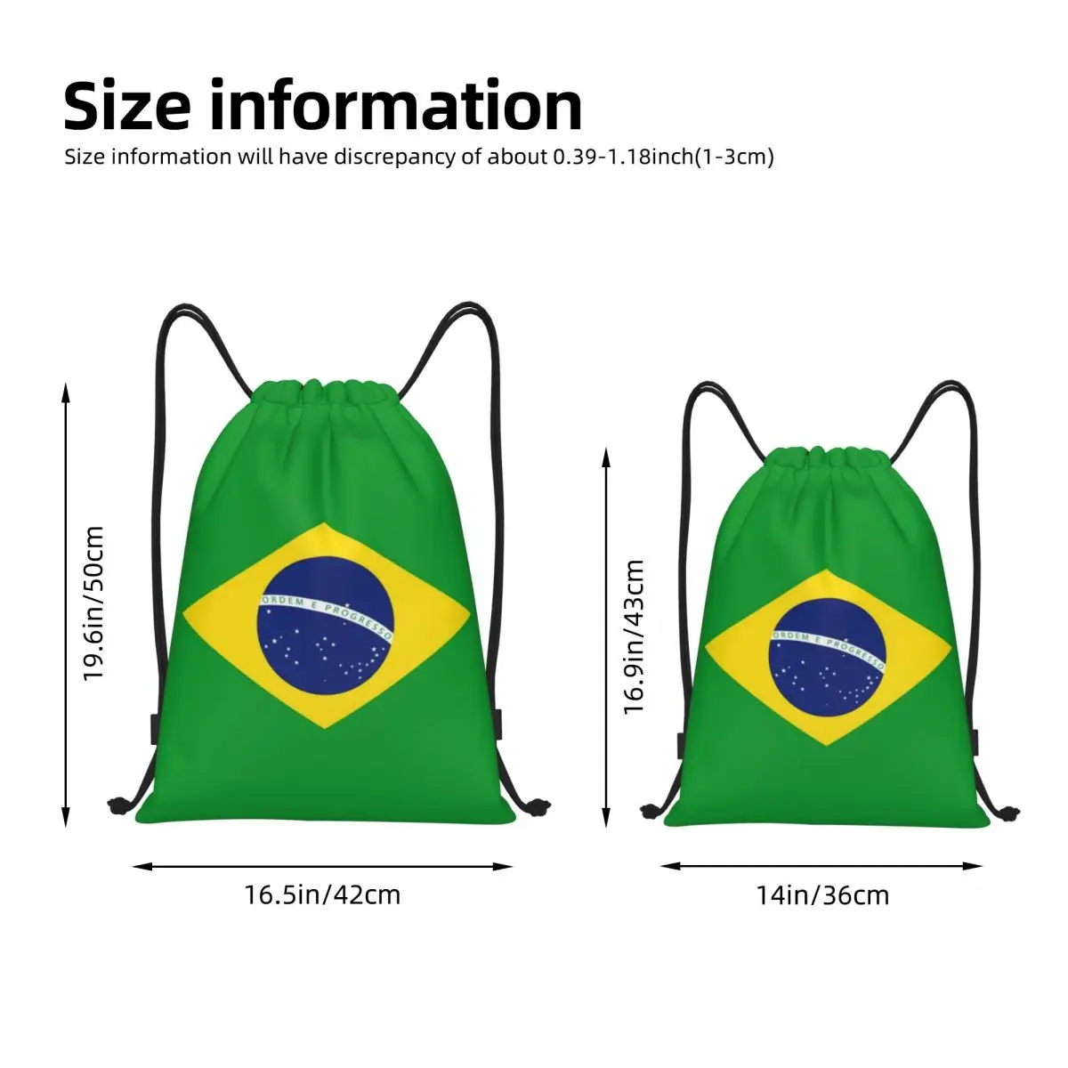 Brazil Flag Drawstring Backpack Sports Gym Bag String Sackpack for Cycling