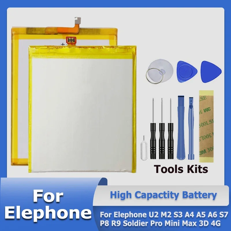 

ElephoneS7Mini ElephoneU2 ElephoneSoldier аккумулятор для Elephone U2 M2 S3 A4 A5 A6 S7 P8 R9 Soldier Pro Mini Max 3D 4G + инструмент