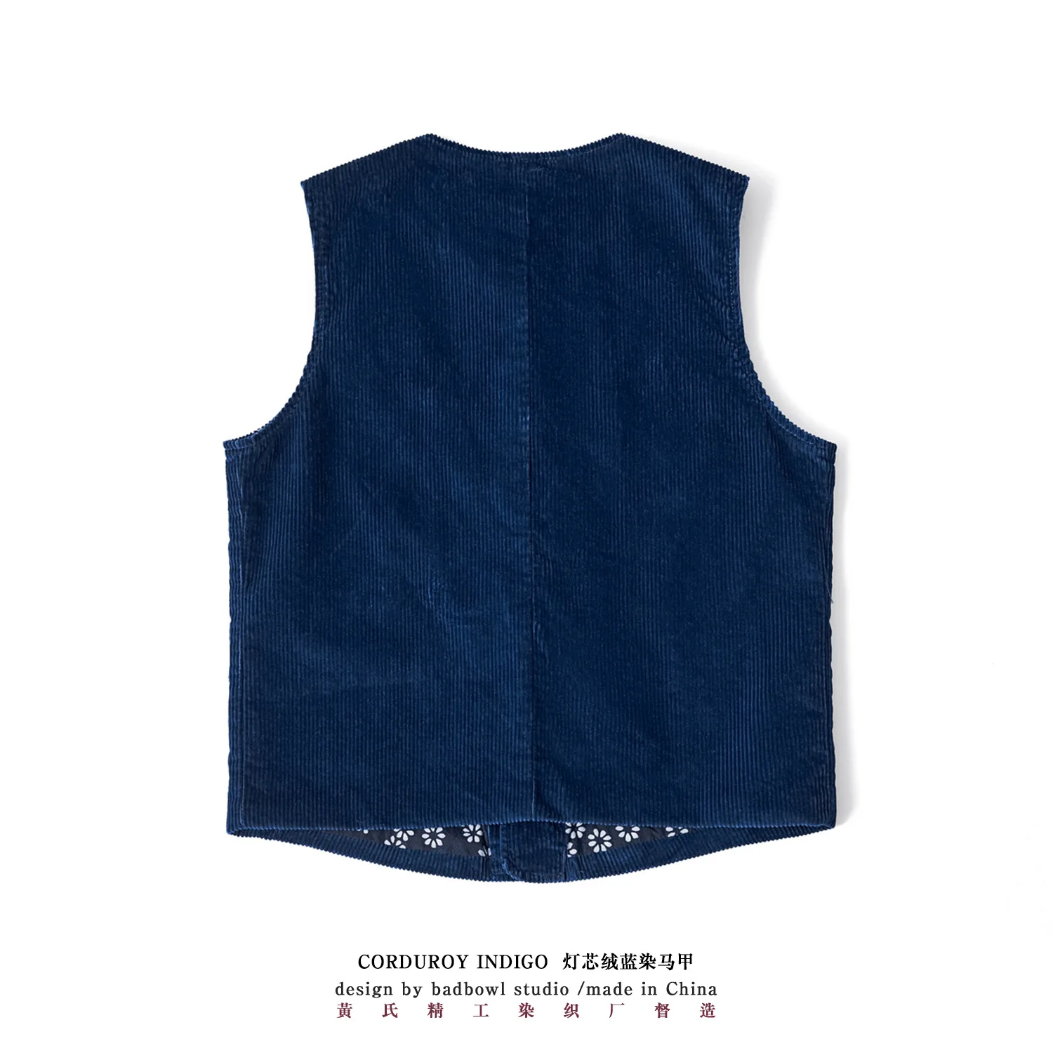 New Vintage Indigo Jacket Vest Men Thick Heavy Cotton Corduroy Blue Dyed Multi Pockets Tooling Vest Fashion Casual Cardigon Coat