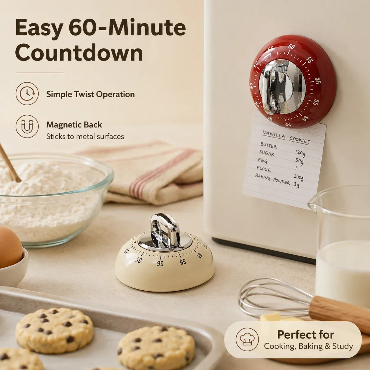 Minutes Countdown Alarm Clock Magnetic Self Discipline Kitchen Cooking Timer Adsorbable Timer Reminder Children Study Timer 60