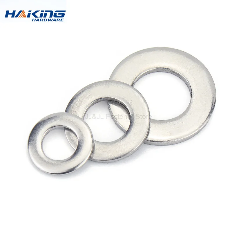 1/50/100pcs GB97 A2 304 Stainless Steel Flat Washer Plain Gasket for M1.6 M2 M2.5 M3 M4 M5 M6 M8 M10 M12 M16 M20 M24 Screw Bolt