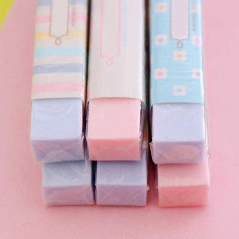 3 قطعة ممحاة ملونة قلم رصاص مطاطي قرطاسية مدرسية للأطفال الطلاب آمنة وغير سامة سهلة المسح كتابة تصميم جميل