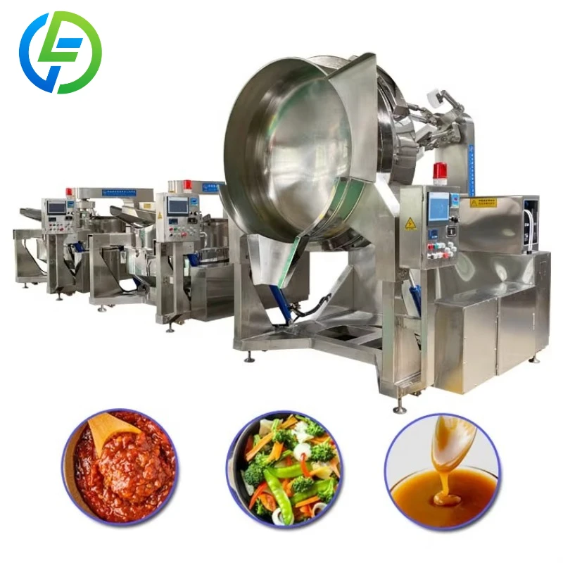 Customize 300l 400l 500l Planetary Stirring Cooking Pot Automatic Sauce Electric Heating Cooking Mixer Induction Jacket Kettle
