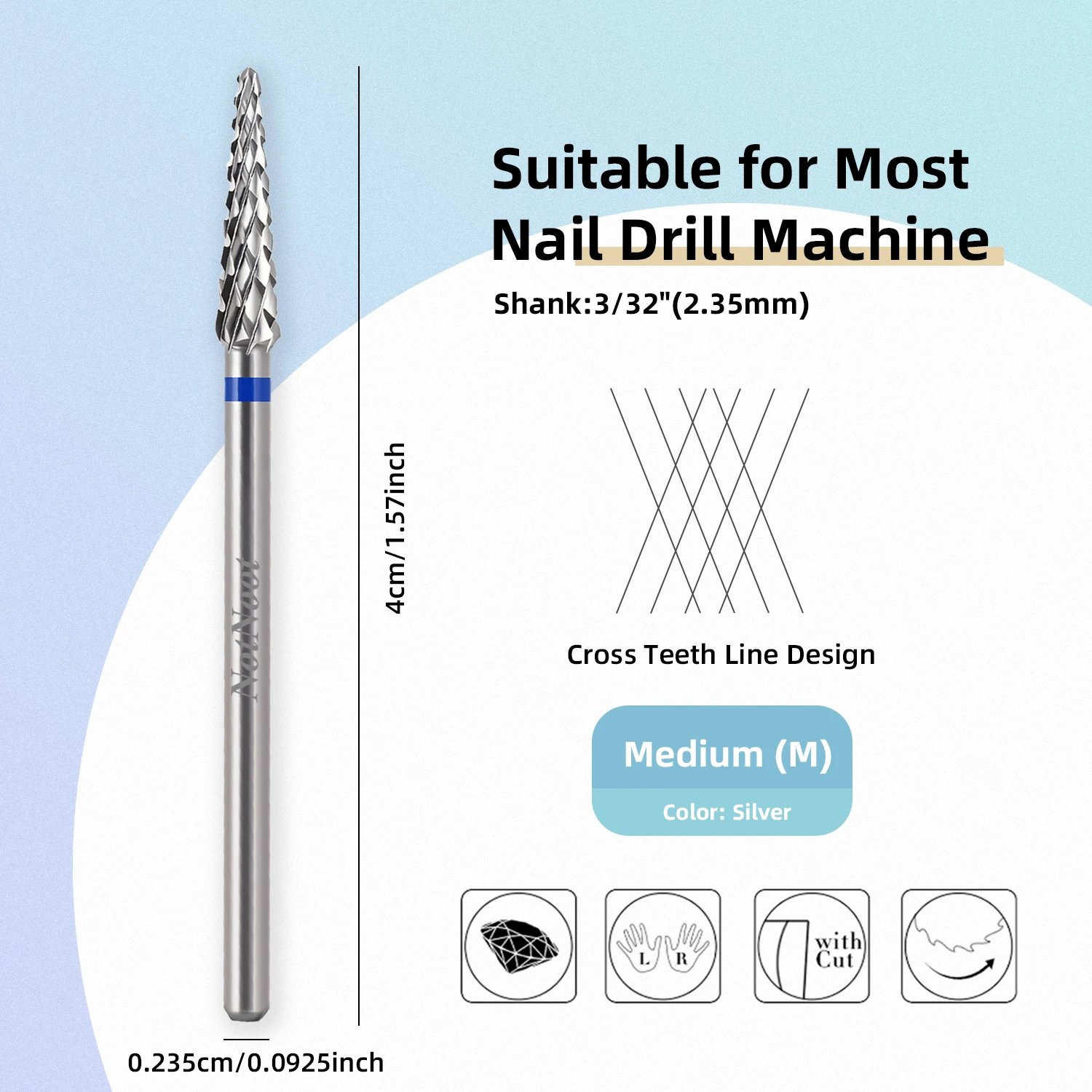 NotNoot 1er-Pack Hartmetall-Nagelhautfräser - 3/32 Zoll mittelgroße Kegelform für effiziente Gel-Entfernung - Ideal für elektrische Nagelbohrer – Detail 5