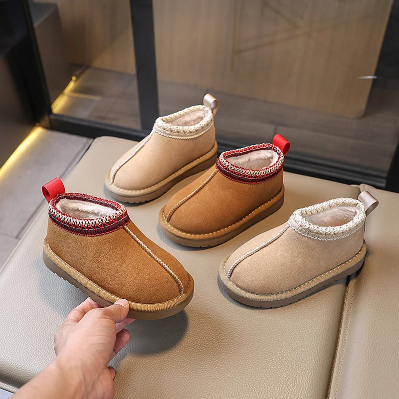 2025 Winter Kids Suede Snow Boots Toddler Fur Slippers Baby Shoes Ultra Girls Boy Low-top Warm Boot view 4