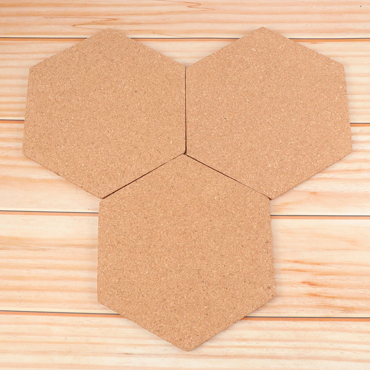 

3 Pcs Cork Board Message Self-adhesive Sticker for Home Photo Wall Corkboard Hexagon Wooden