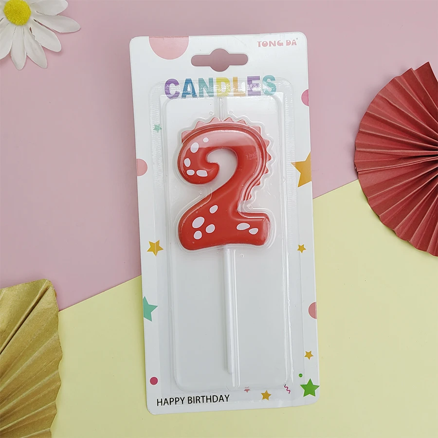 1PCS Rot Dinosaurier Nummer 0-9 Kuchen Kerze Alles Gute Zum Geburtstag Festliche Rote Geburtstag Party Kuchen Mädchen Dekoration kerze – Detail 6