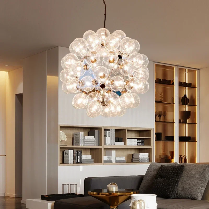 

Taraxacum chandelier Nordic Clear Glass bubble light Designer chrome light For Bedroom Living Room Bar Villa Decor island lights