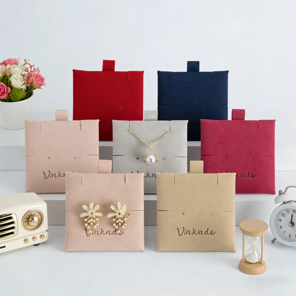 

Custom Hanging Bracelet Holder Cards Microfiber Multi Hole Display Necklace Package Pad Jewelry Ear Studs Earring Insert Card