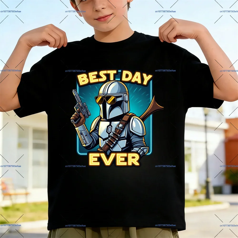 

Детская футболка с изображением Дарта Вейдера из «Звездных войн», с короткими рукавами и мультяшным принтом, крутые повседневные легкие топы для мальчиков, праздничный подарок