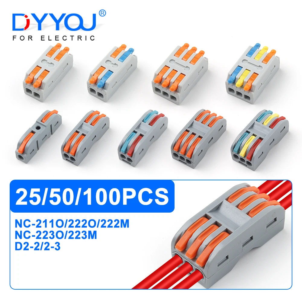 

25/50/100PCS Quick Cable Splitter Universal Compact Conductor Push-in Splice Terminal Block Electrical Cable Connector AWG28-12