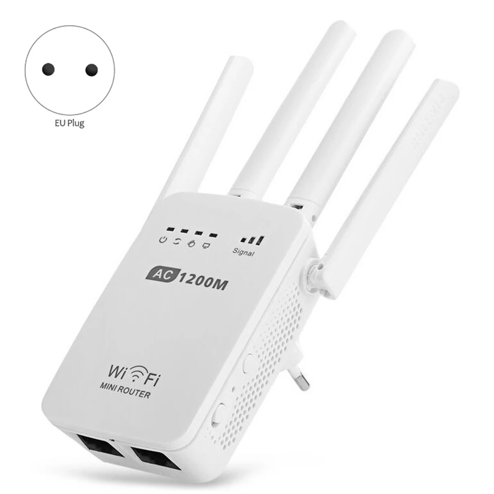 Enlarge Router AC1200 WIFI Repeater Router Access Point Wireless 1200Mbps Range Extender WiFi Signal Amplifier,EU