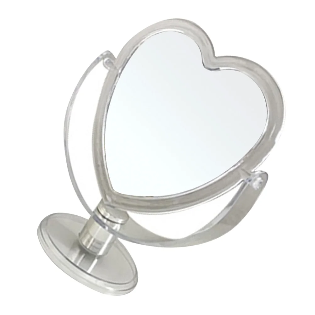 

1Pcs Stylish Acrylic Heart Makeup Mirror Freestanding Desktop Mirror for Bedroom Dresser Decor Clear Beauty Accessory