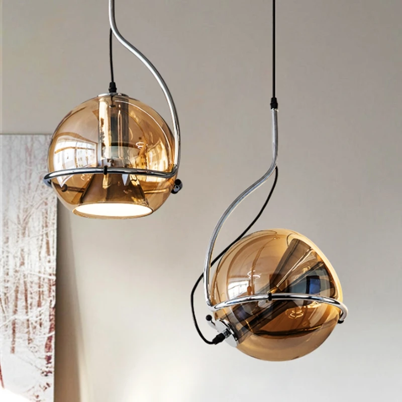 Modern Globe Glass Pendant Light Ball Hanging Lamp E27 Plating Adjustable hanglamp for Kitchen Island Bedroom Hallway home light