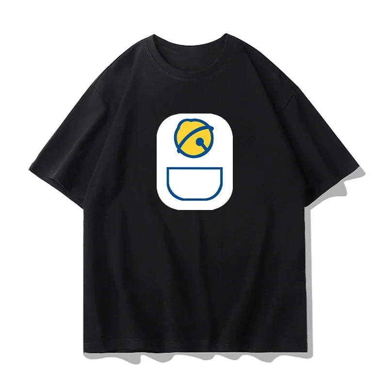 Only Love Bells and Pockets! Doraemon Iconic Elements Japanese-style Cotton Top for Adults and Children