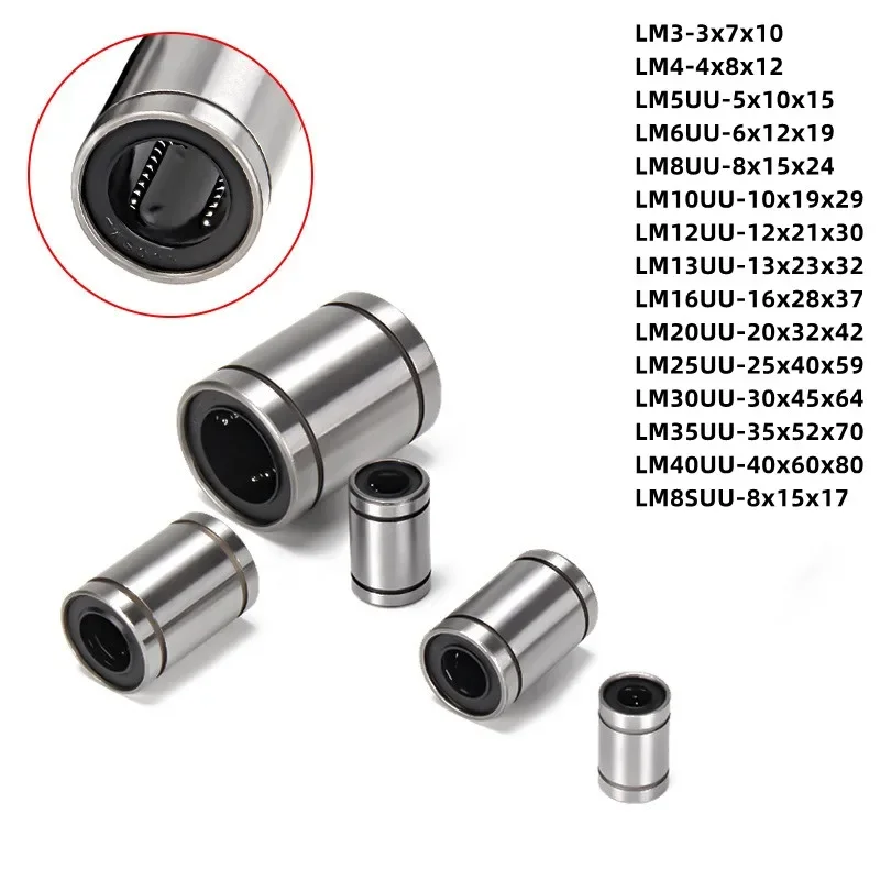 1/2/10 sztuk LM8SUU LM3/4/5/6/8/10/12/13/14 ~ 40UU łożyska liniowe tuleja liniowa do części drukarki 3D CNC wał liniowy