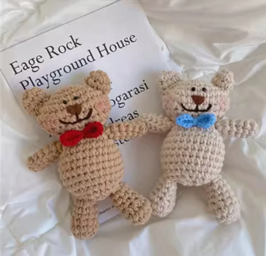 

Hand knitted diy homemade wool relief material package bear doll crocheted doll doll finished gift