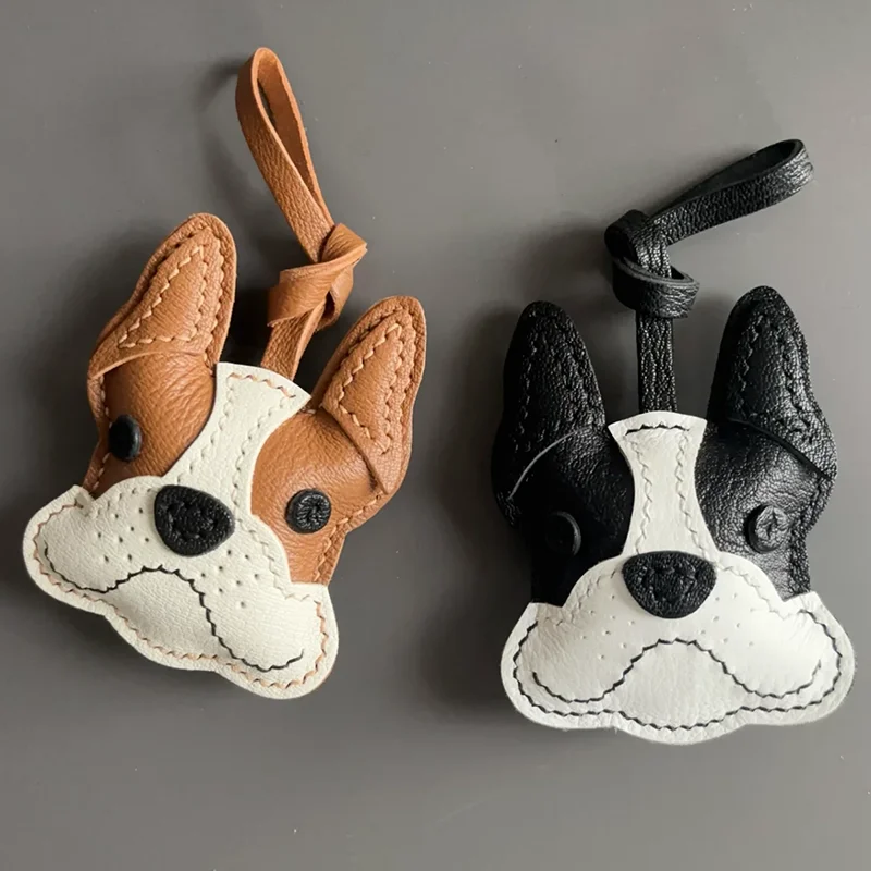 

Брелок-подвеска из коровьей кожи для мобильного телефона и сумки, в виде французского бульдога, аксессуар для сумки из козьей кожи