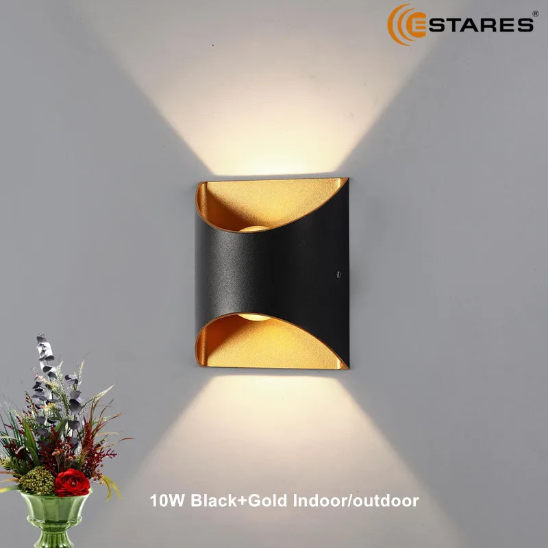 

Modern LED Wall Sconce Indoor Outdoor Up Down Lamp Black Goden Color Lights 10W Warm White Lighting for Living Room Bedroom