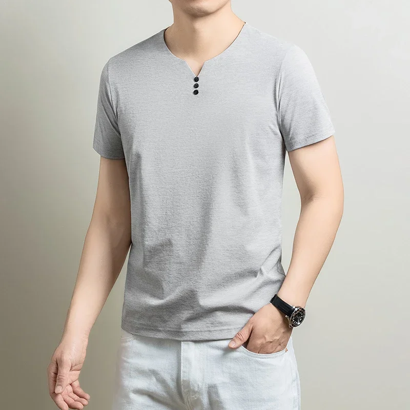 Mens Casual Henley Neck T Shirts Short Sleeve Soft Breathable Comfortable Fashion Tops for Men Daily Wear Streetwear Summer image 4