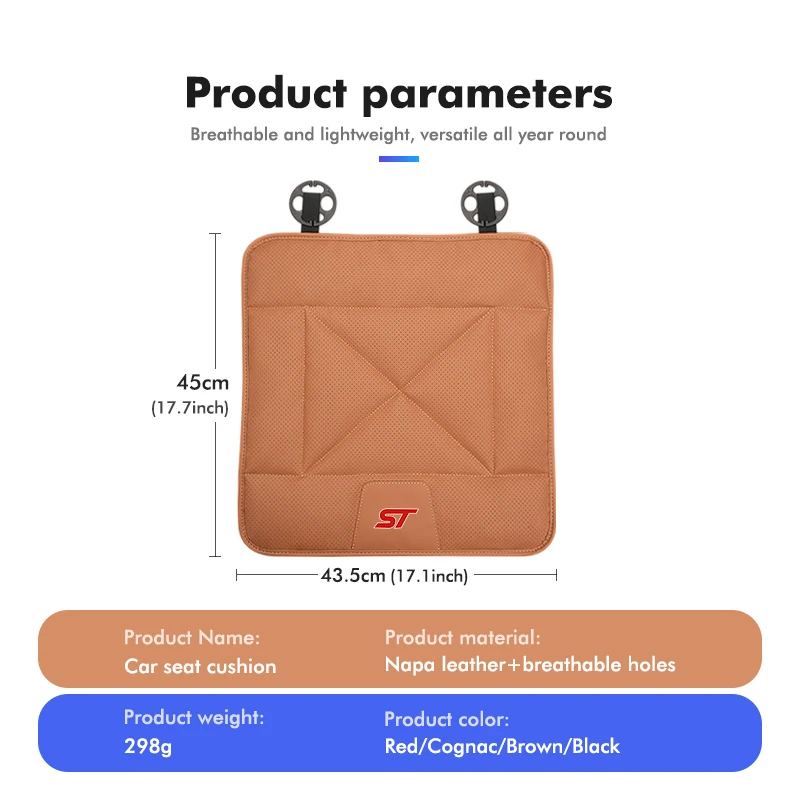 Breathable Car Seat Cover Cushion Mat Leather Seat Cushion For Ford S-MAX Kuga Mondeo Fusion KA Everest Escape ST Racing - view 6