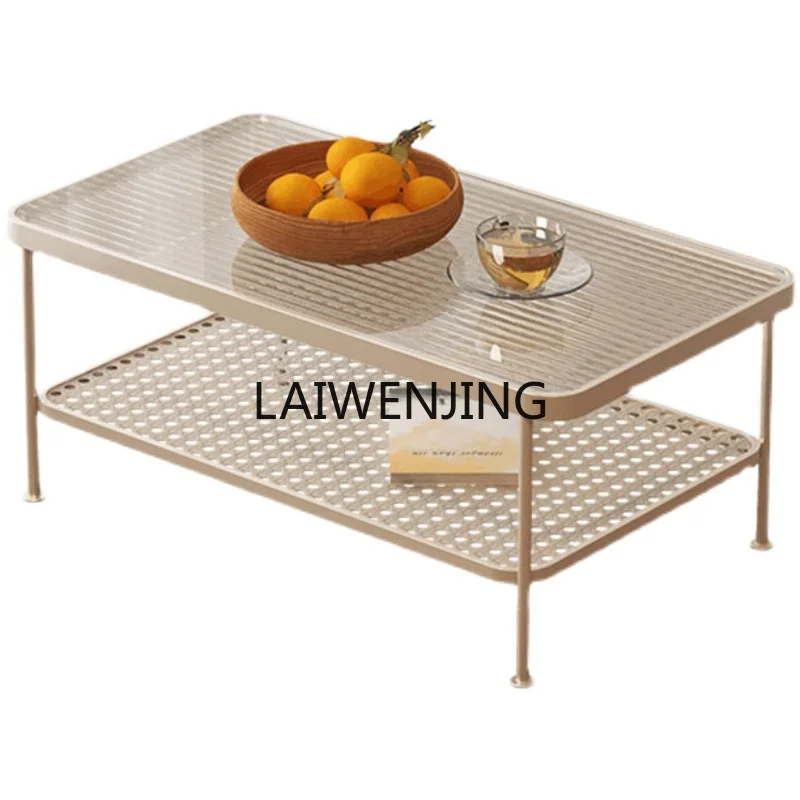 

HLZ rattan coffee table simple sofa side table small apartment living room household double-layer coffee table