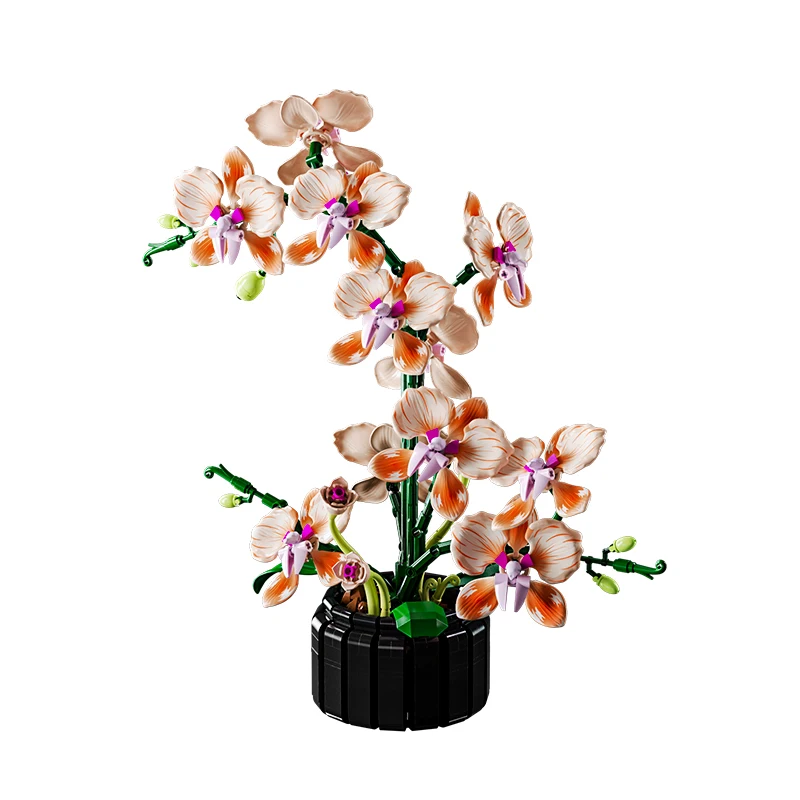 

Educational 866pcs Orchid Bouquet Building Blocks Model Creative Technical MOC Style Assembly Bricks Valentine Gift